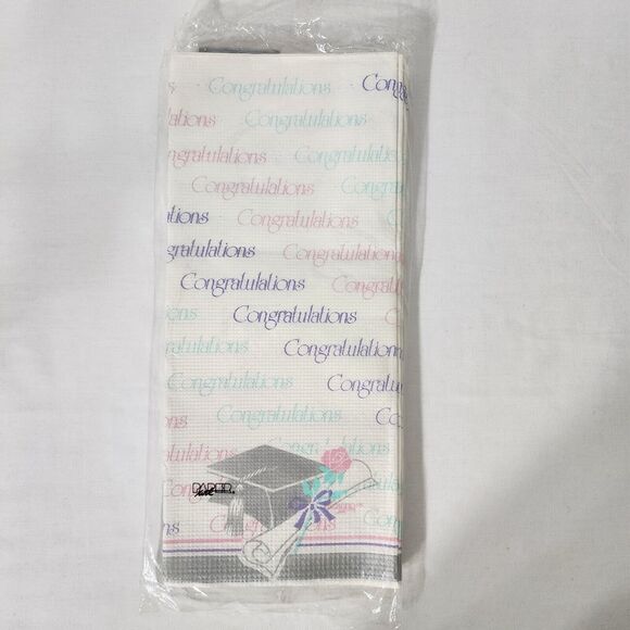 Vintage Paper Art Extra Large Table Cover Congratulations 54x102" Tablecloth - Picture 2 of 5